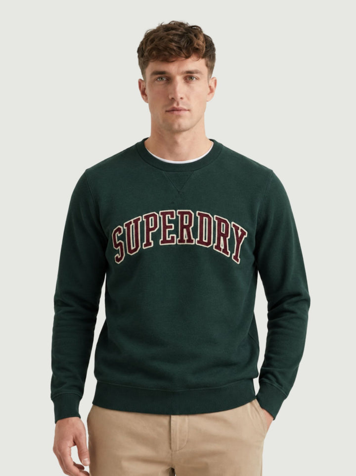 Felpa con maxi logo in cotone verdone M2014590A 27E SUPERDRY 