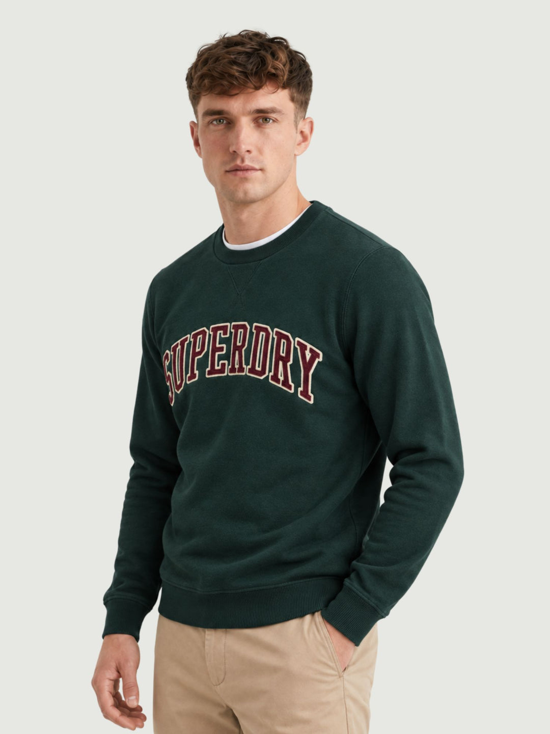 Felpa con maxi logo in cotone verdone M2014590A 27E SUPERDRY 