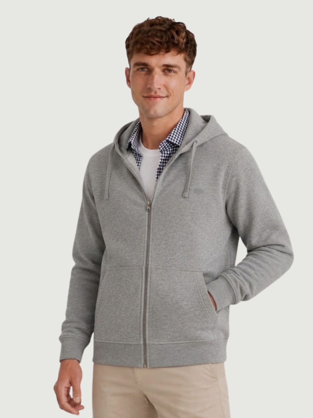 Felpa con zip e cappuccio in cotone grigia M2014703A K7V SUPERDRY 