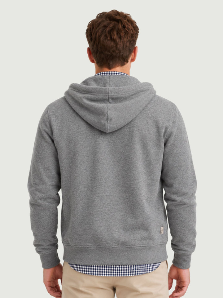 Felpa con zip e cappuccio in cotone grigia M2014703A K7V SUPERDRY 
