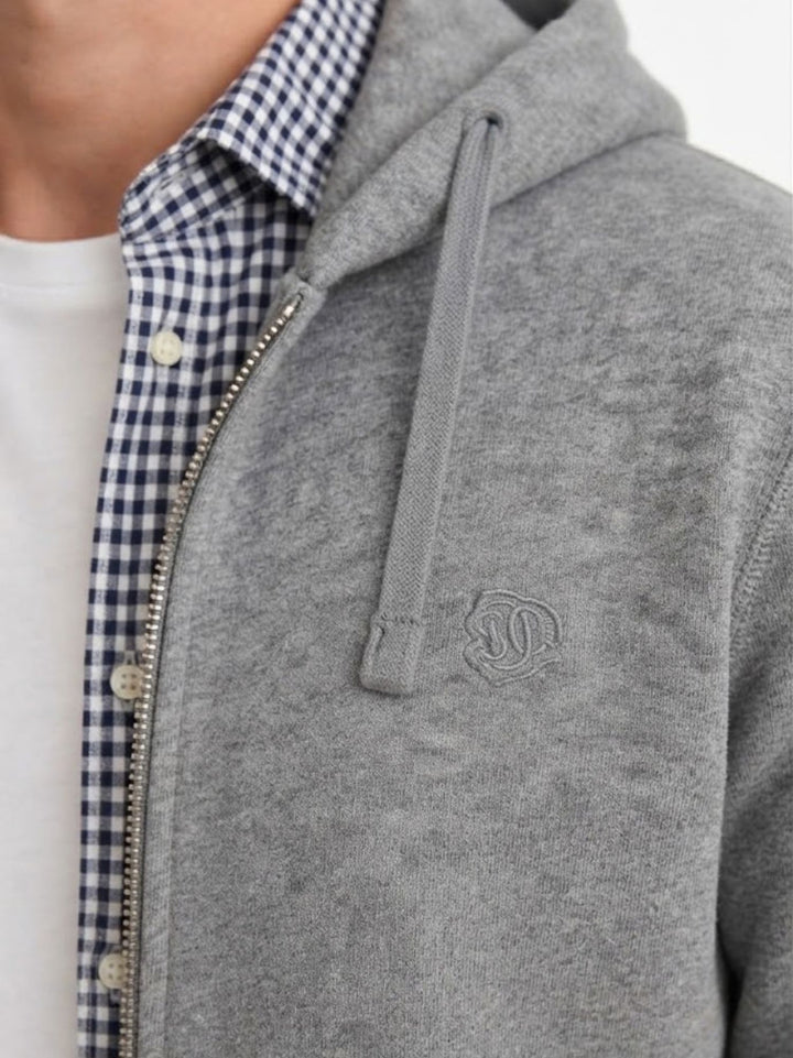 Felpa con zip e cappuccio in cotone grigia M2014703A K7V SUPERDRY 