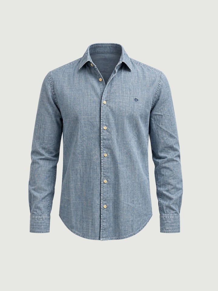 Camicia in cotone chambray fiammata azzurra M4011110A BIU SUPERDRY 