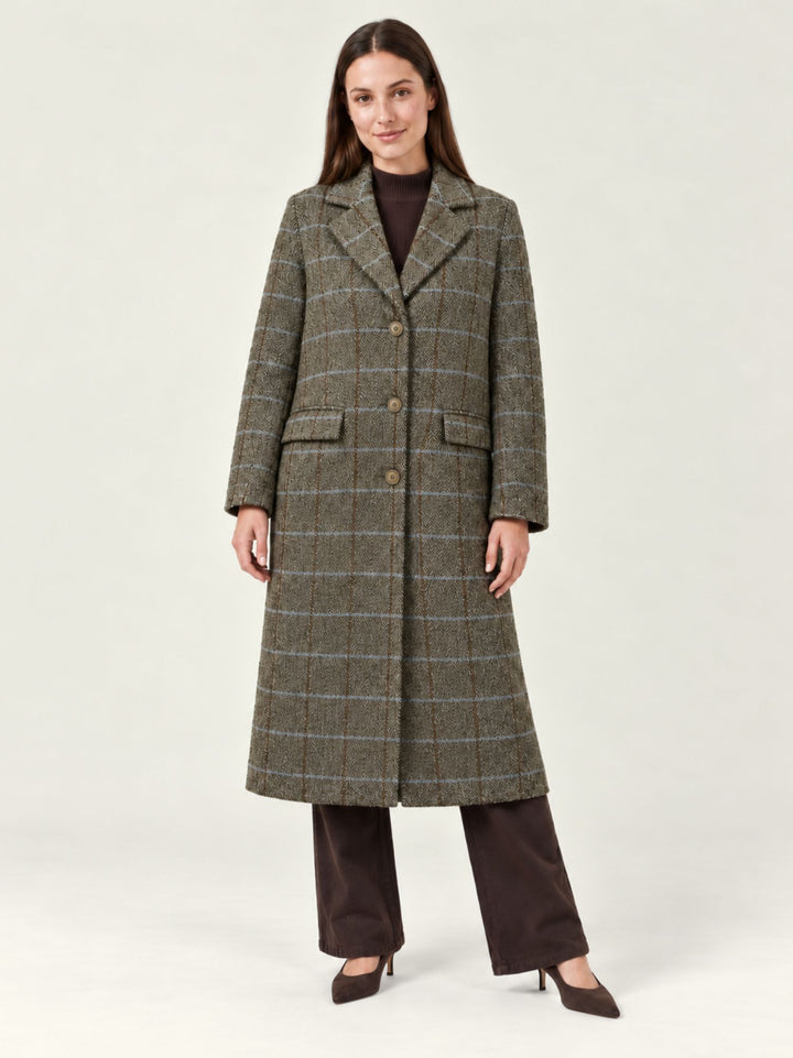 Cappotto lungo in tweed base verde 566BUDH421 62 ANDREA MORANDO 