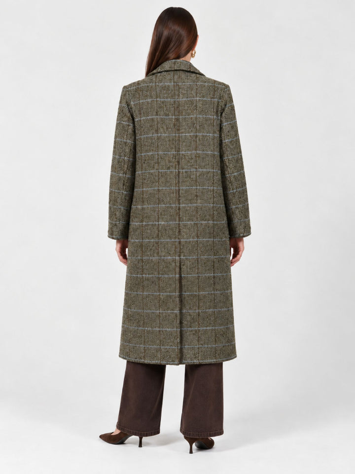 Cappotto lungo in tweed base verde 566BUDH421 62 ANDREA MORANDO 