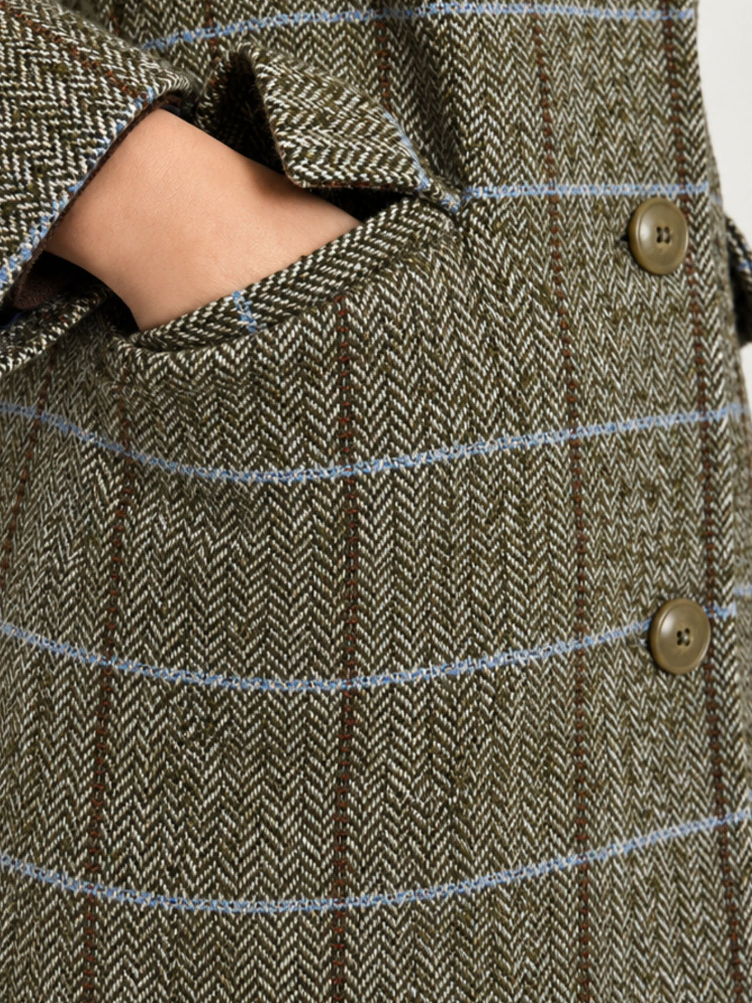 Cappotto lungo in tweed base verde 566BUDH421 62 ANDREA MORANDO 