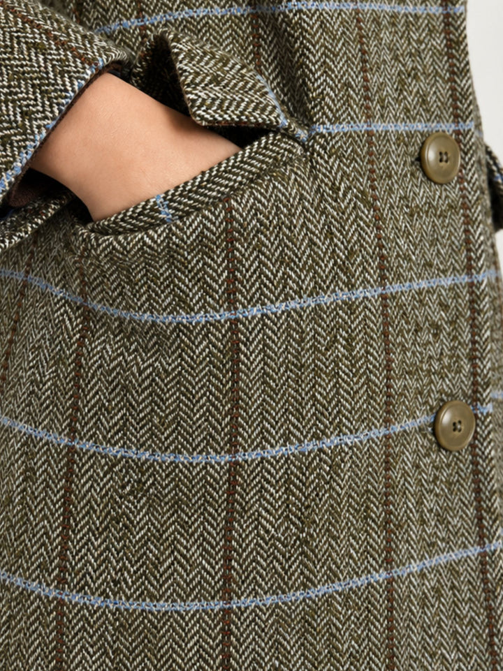 Cappotto lungo in tweed base verde 566BUDH421 62 ANDREA MORANDO 