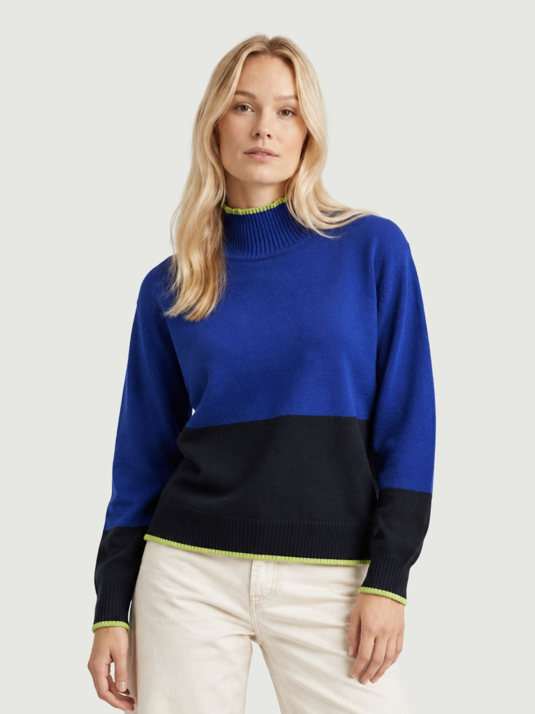 Maglia a collo alto a costine blu elettrico e navy 566SAKO234 55 ANDREA MORANDO 