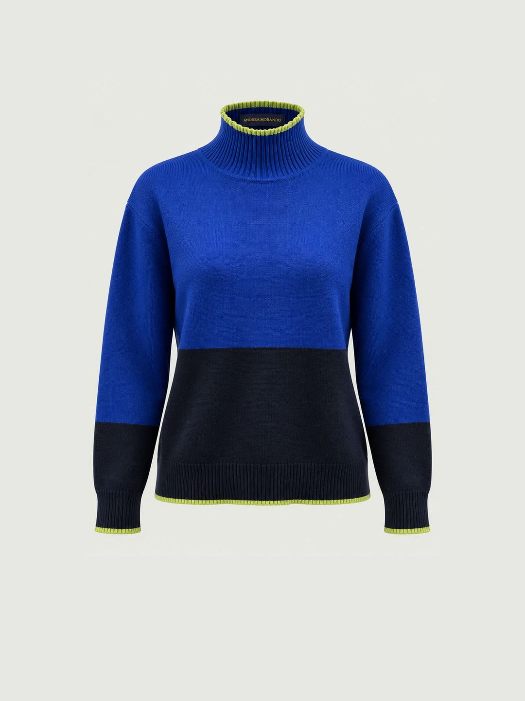 Maglia a collo alto a costine blu elettrico e navy 566SAKO234 55 ANDREA MORANDO 