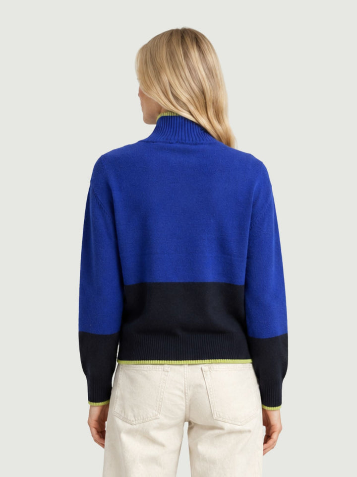 Maglia a collo alto a costine blu elettrico e navy 566SAKO234 55 ANDREA MORANDO 