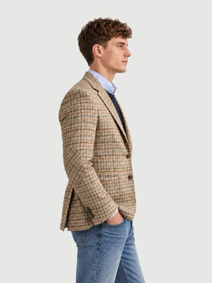 Blazer monopetto a quadri beige e marrone 677159 0053 ANDREA MORANDO 