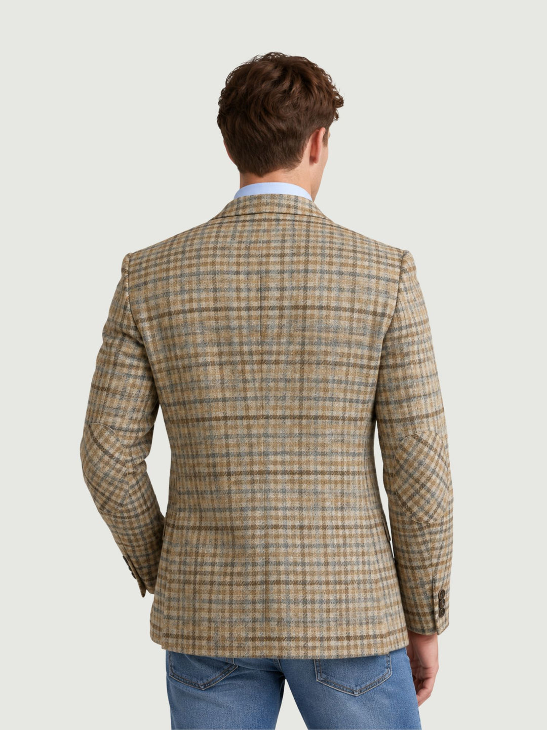 Blazer monopetto a quadri beige e marrone 677159 0053 ANDREA MORANDO 