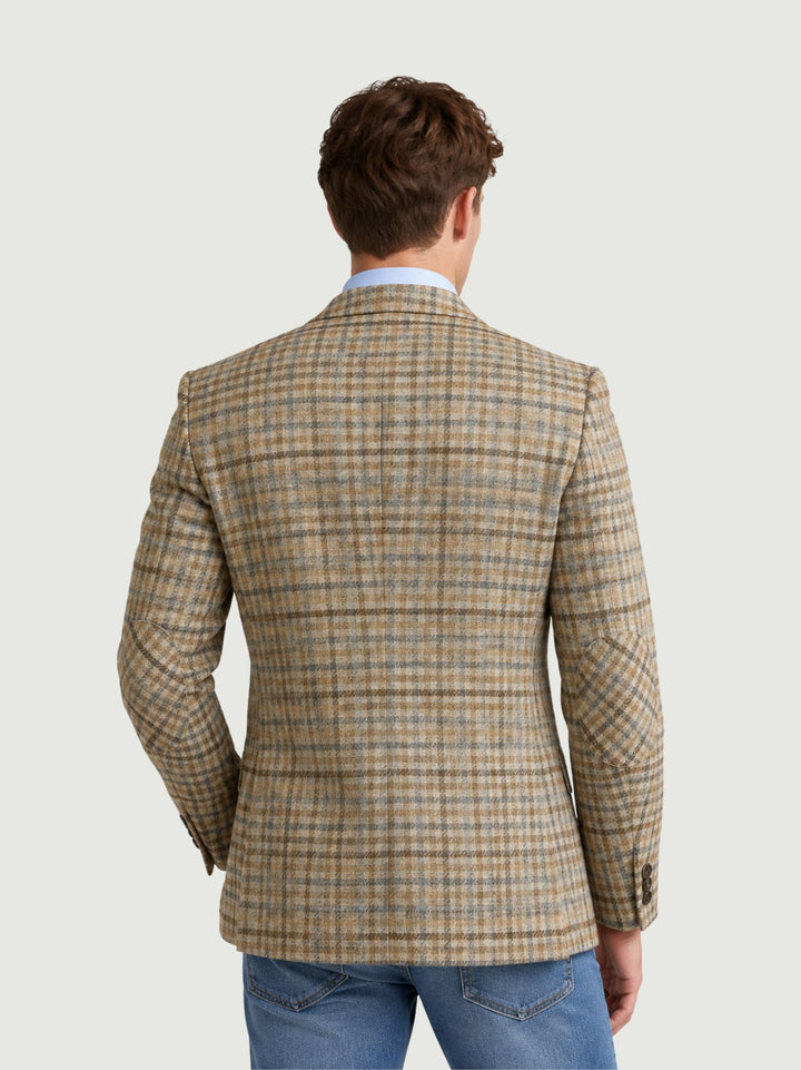 Blazer monopetto a quadri beige e marrone 677159 0053 ANDREA MORANDO 