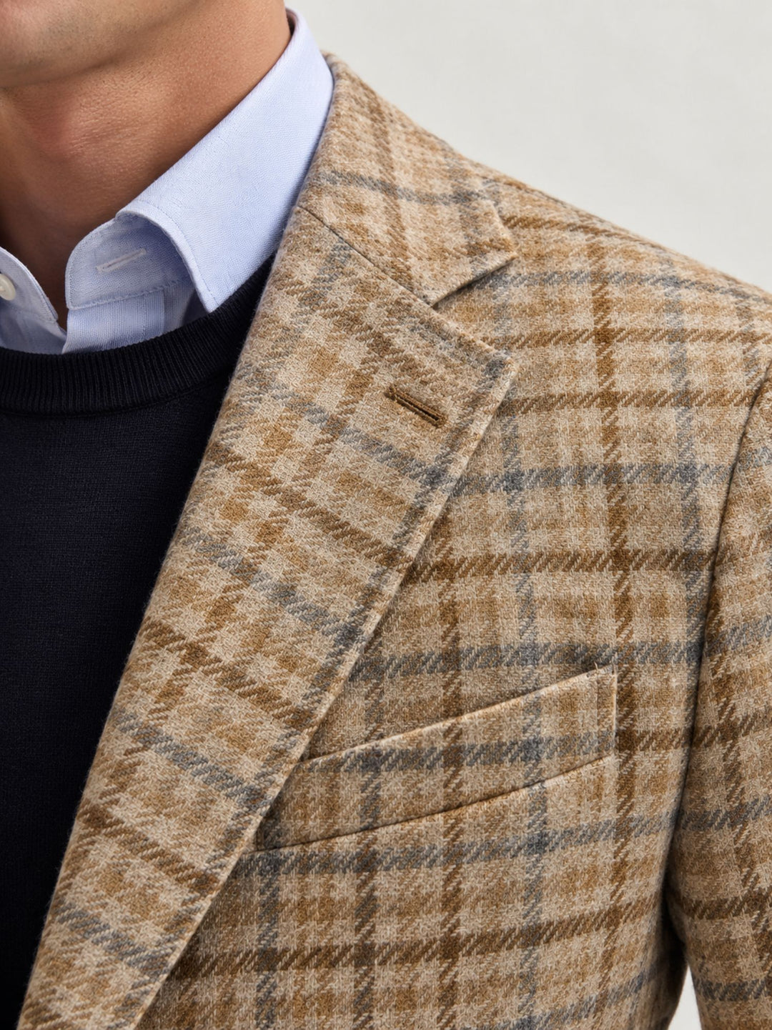 Blazer monopetto a quadri beige e marrone 677159 0053 ANDREA MORANDO 