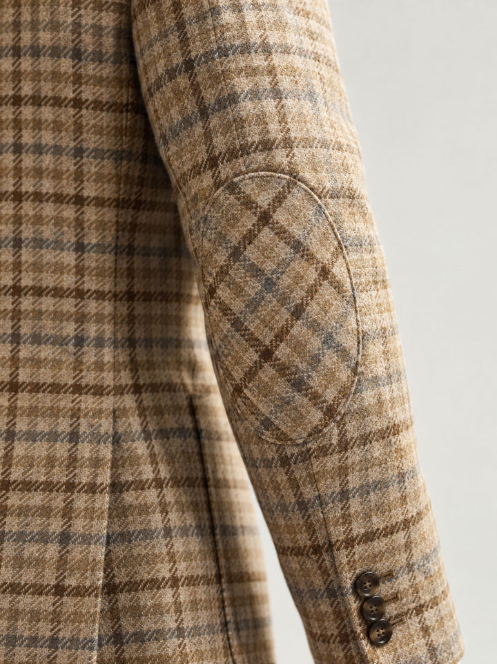 Blazer monopetto a quadri beige e marrone 677159 0053 ANDREA MORANDO 