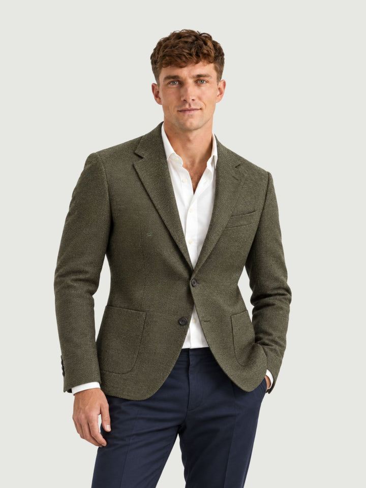 Blazer monopetto in microtrama verde militare G002PL0295M 4000 ANDREA MORANDO 