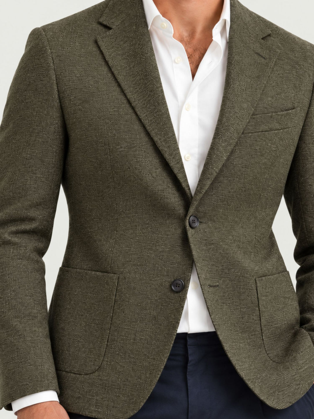 Blazer monopetto in microtrama verde militare G002PL0295M 4000 ANDREA MORANDO 