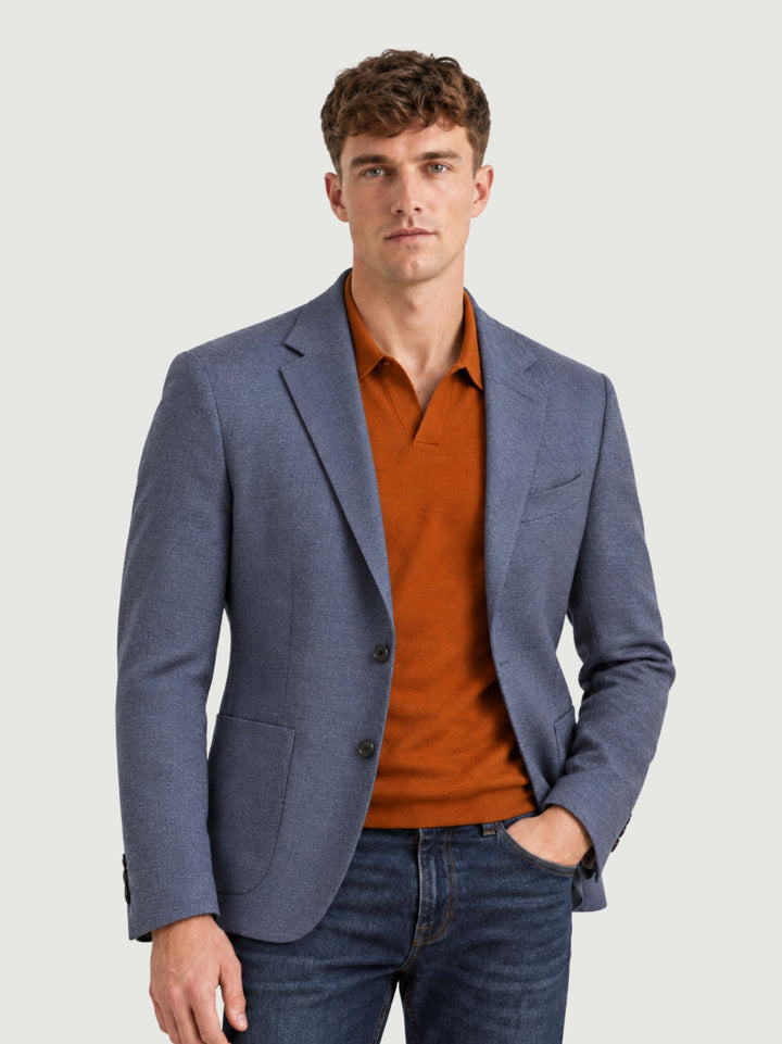 Blazer monopetto in microtrama bluette G002PL0295M 7006 ANDREA MORANDO 