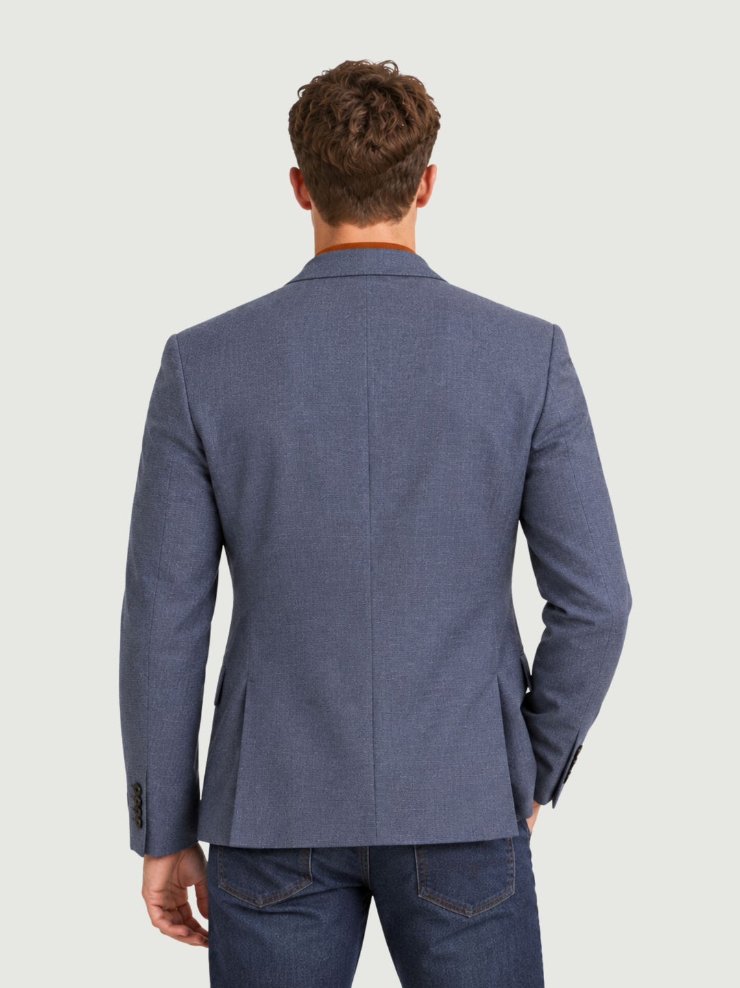 Blazer monopetto in microtrama bluette G002PL0295M 7006 ANDREA MORANDO 