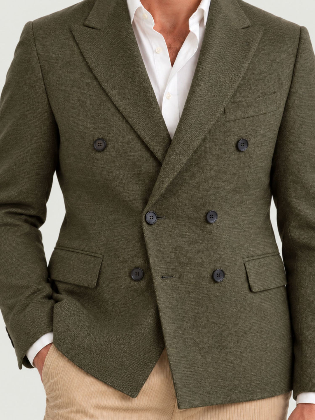 Blazer doppiopetto verde militare G010PL0295M 4000 ANDREA MORANDO 