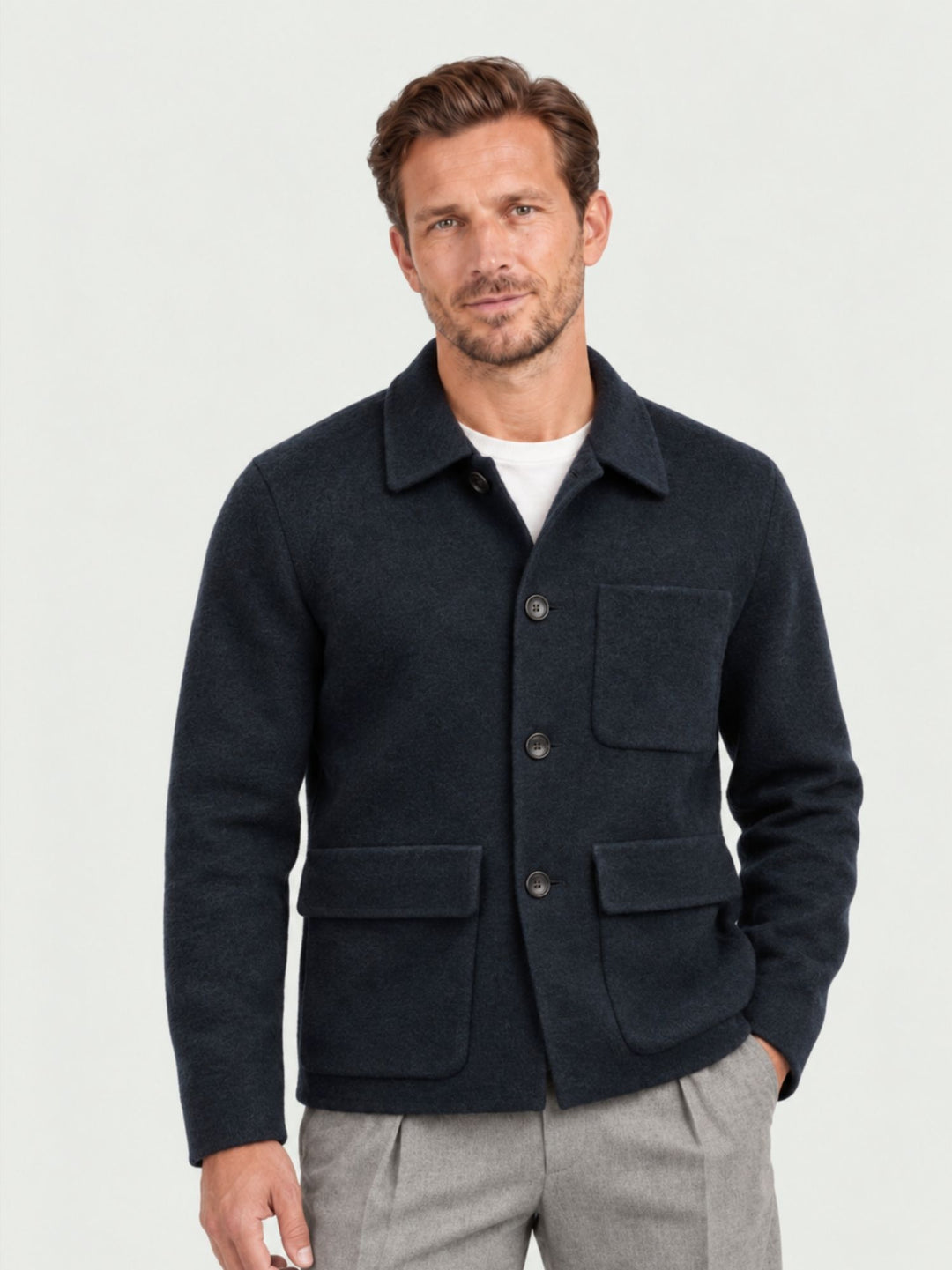 Giacca camicia in lana navy J005WO0149M 7000 ANDREA MORANDO 