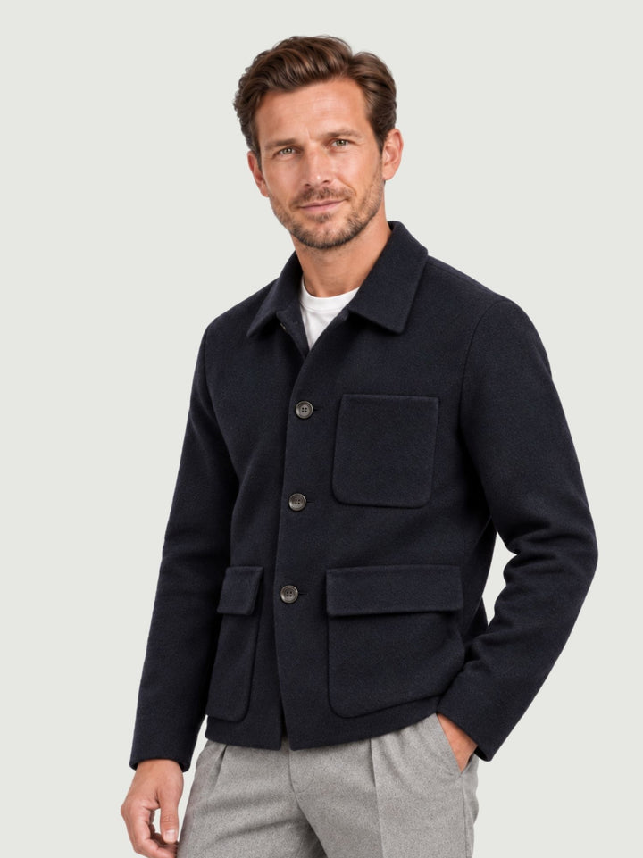 Giacca camicia in lana navy J005WO0149M 7000 ANDREA MORANDO 