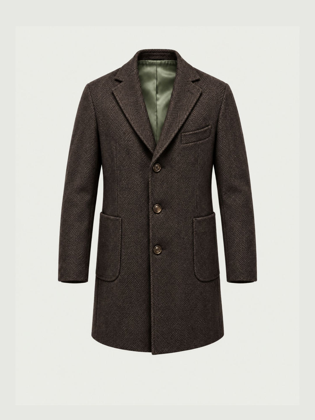 Cappotto lungo spigato in lana moro K002WO0139M 2000 ANDREA MORANDO 