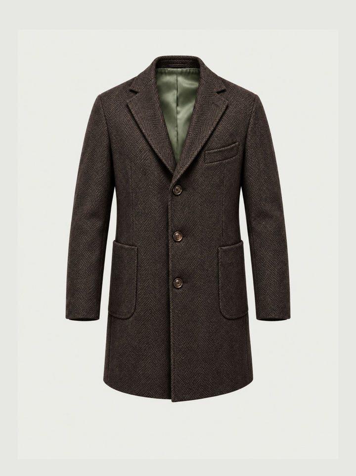Cappotto lungo spigato in lana moro K002WO0139M 2000 ANDREA MORANDO 