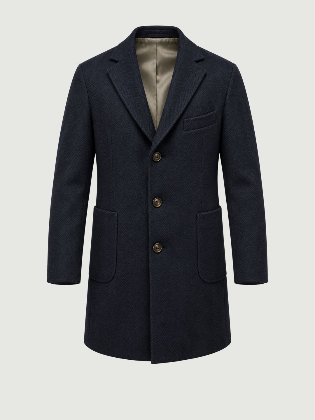 Cappotto lungo spigato in lana navy K002WO0139M 7000 ANDREA MORANDO 