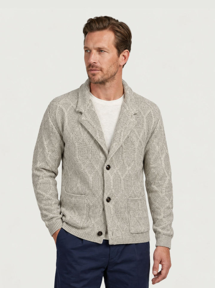 Cardigan motivo rombi in maglia grigia M016MR 2001 ANDREA MORANDO 