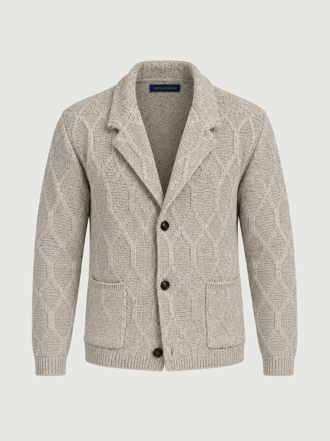 Cardigan motivo rombi in maglia grigia M016MR 2001 ANDREA MORANDO 
