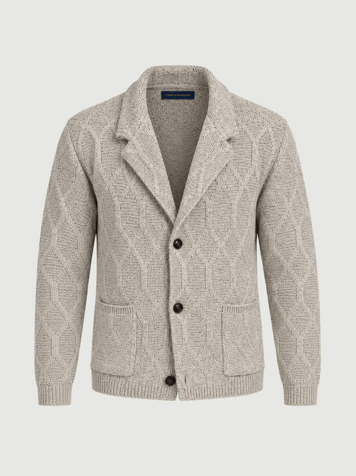 Cardigan motivo rombi in maglia grigia M016MR 2001 ANDREA MORANDO 