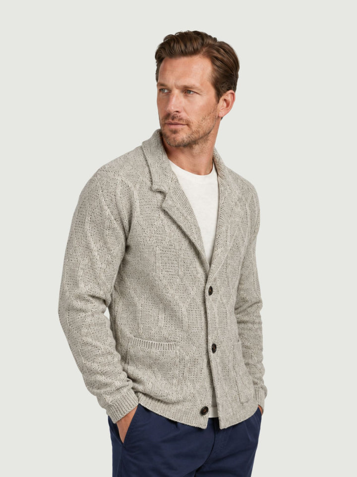 Cardigan motivo rombi in maglia grigia M016MR 2001 ANDREA MORANDO 