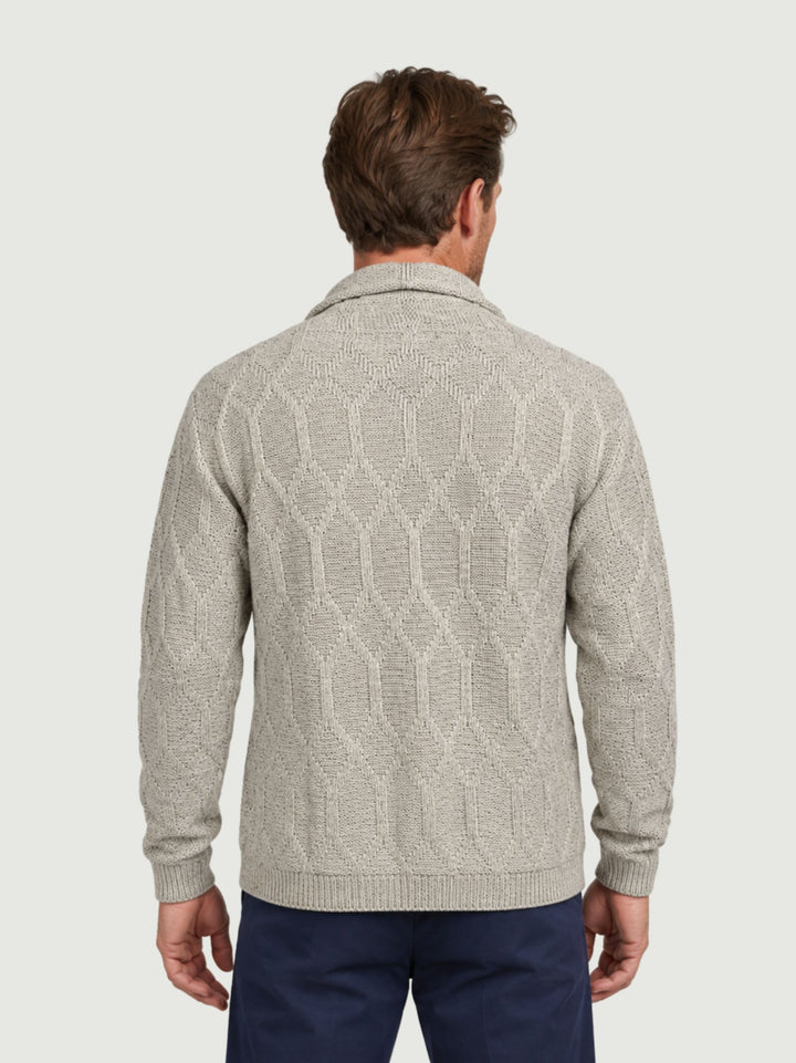 Cardigan motivo rombi in maglia grigia M016MR 2001 ANDREA MORANDO 