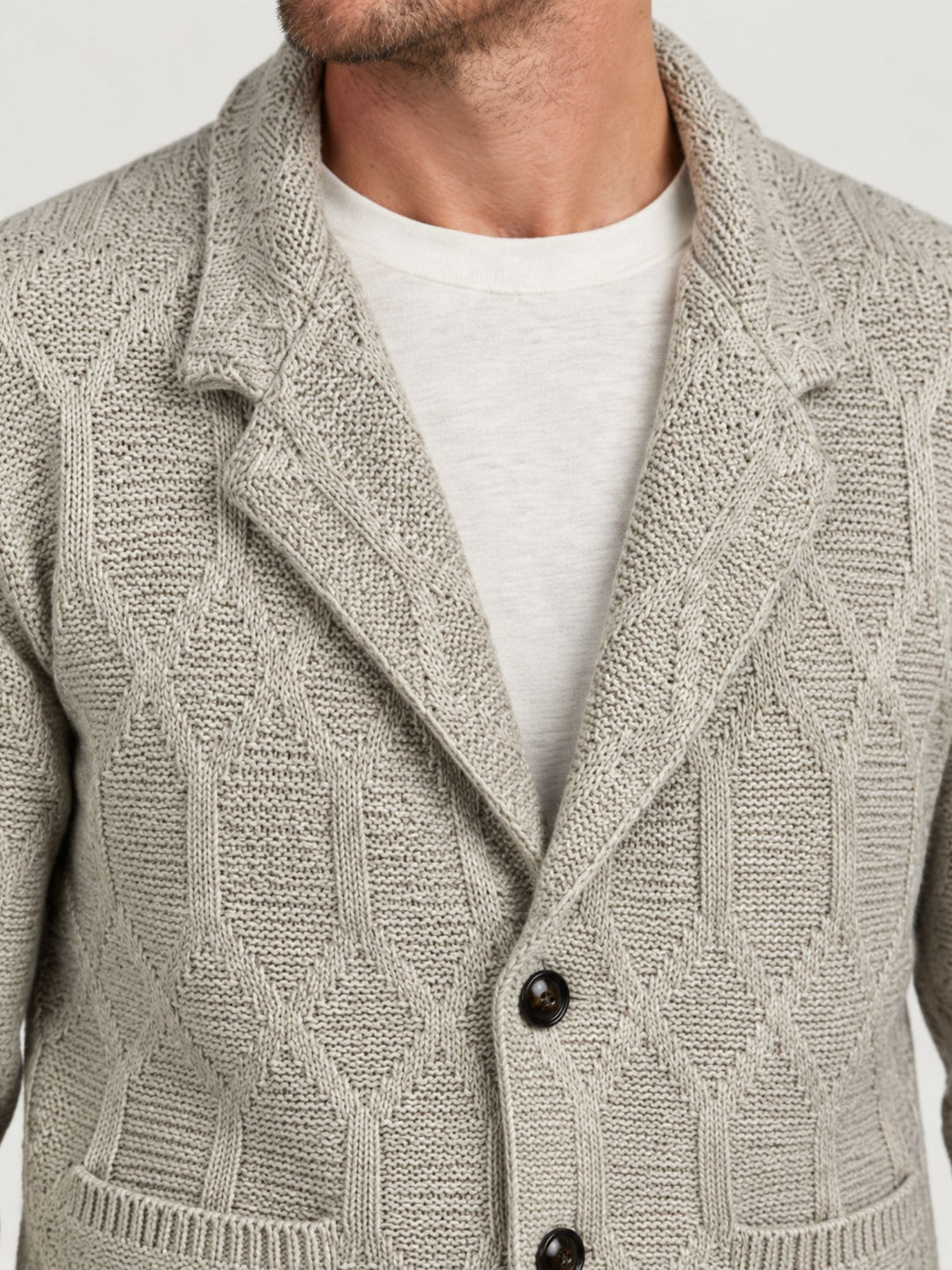 Cardigan motivo rombi in maglia grigia M016MR 2001 ANDREA MORANDO 