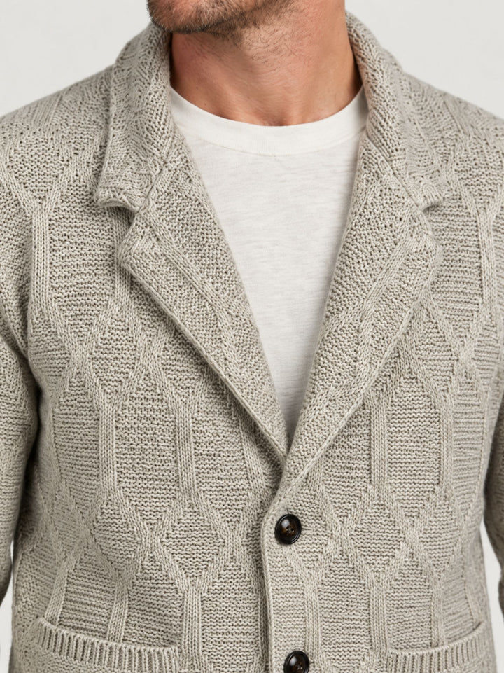 Cardigan motivo rombi in maglia grigia M016MR 2001 ANDREA MORANDO 