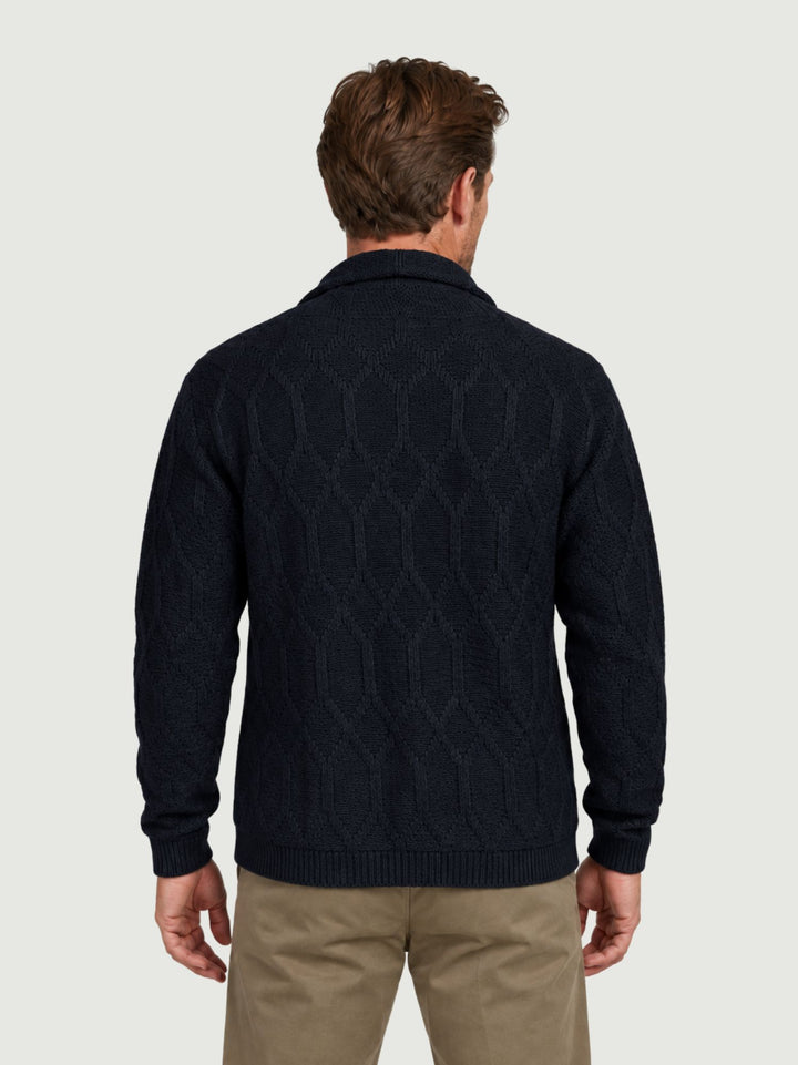 Cardigan motivo rombi in maglia navy M016MR 7000 ANDREA MORANDO 