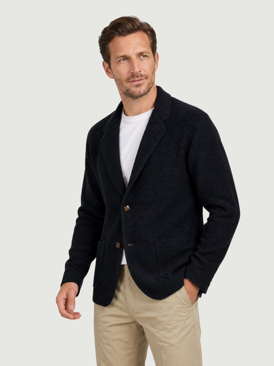 Cardigan stile blazer blu navy M019MR 7000 ANDREA MORANDO 