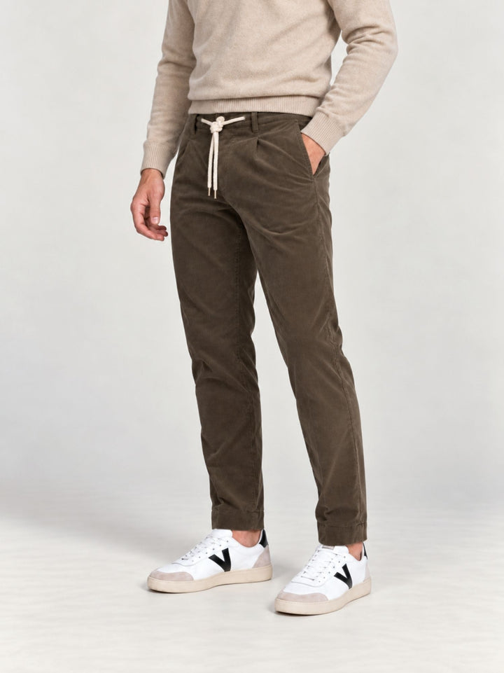 Pantalone in velluto a coste con coulisse moro P002CO0263M 2000 ANDREA MORANDO 