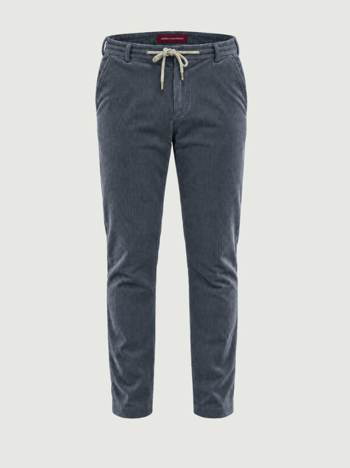Pantalone in velluto a coste con coulisse blu polvere P002CO0263M 7000 ANDREA MORANDO 