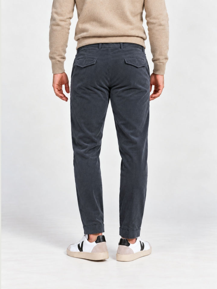Pantalone in velluto a coste con coulisse blu polvere P002CO0263M 7000 ANDREA MORANDO 