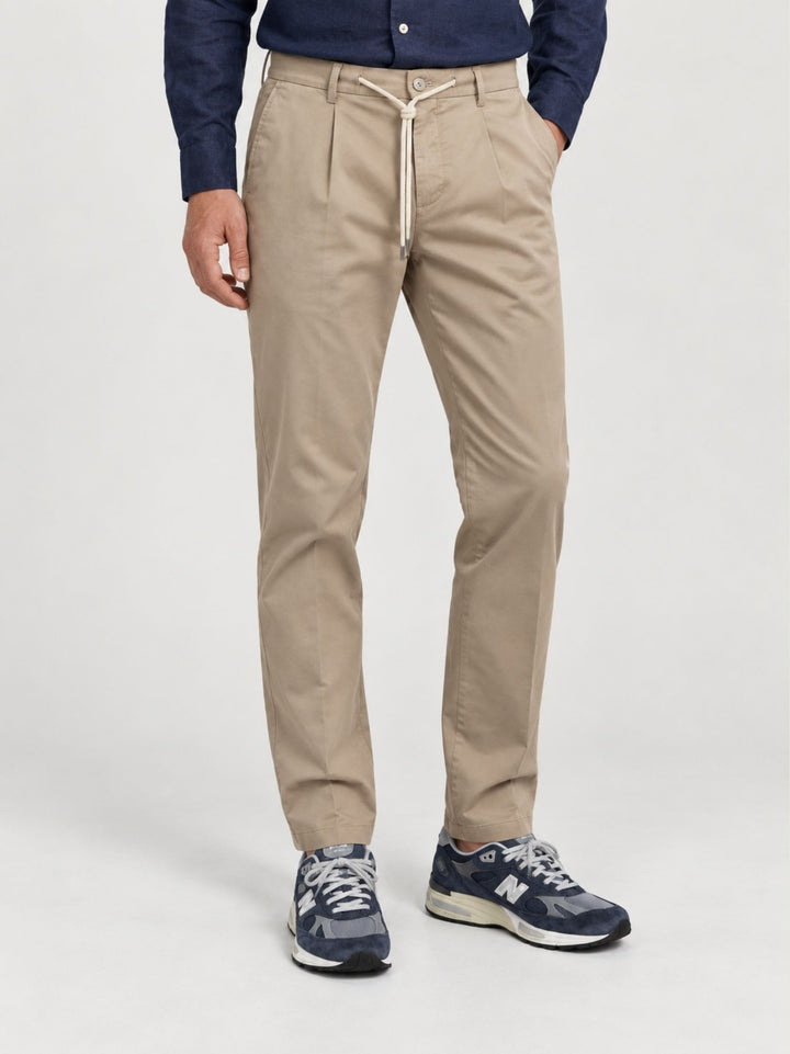 Pantalone con coulisse in cotone sabbia P002CO0461M 2001 ANDREA MORANDO 