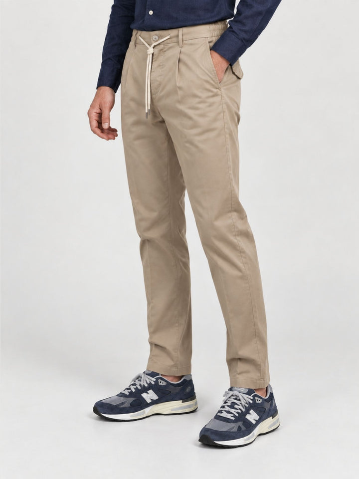 Pantalone con coulisse in cotone sabbia P002CO0461M 2001 ANDREA MORANDO 