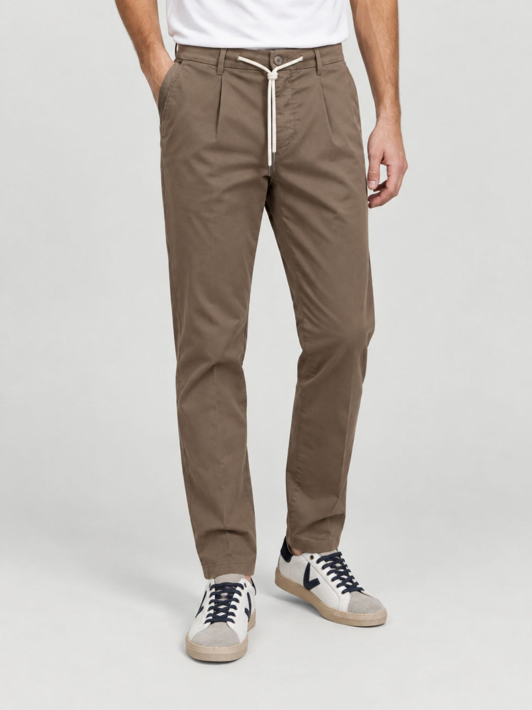 Pantalone con coulisse in cotone tortora P002CO0461M 2011 ANDREA MORANDO 