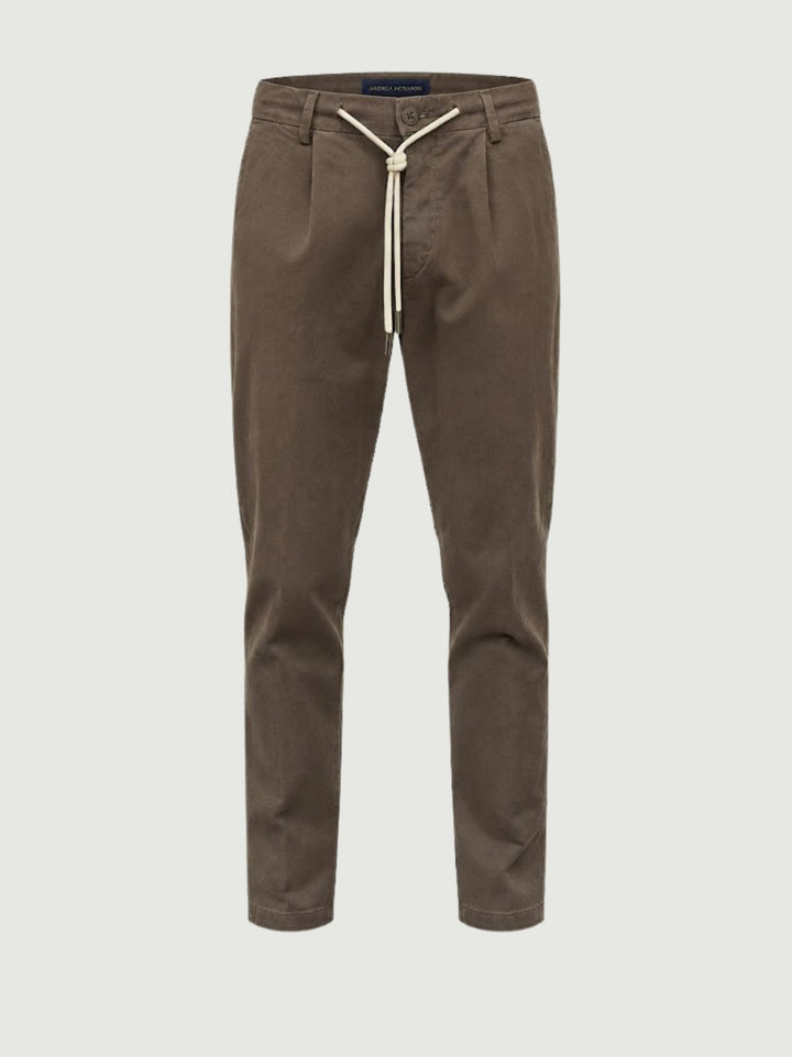 Pantalone con coulisse in cotone tortora P002CO0461M 2011 ANDREA MORANDO 