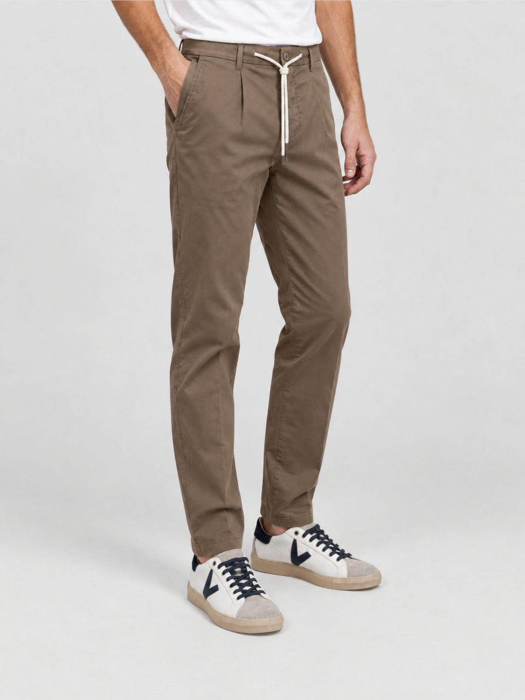 Pantalone con coulisse in cotone tortora P002CO0461M 2011 ANDREA MORANDO 