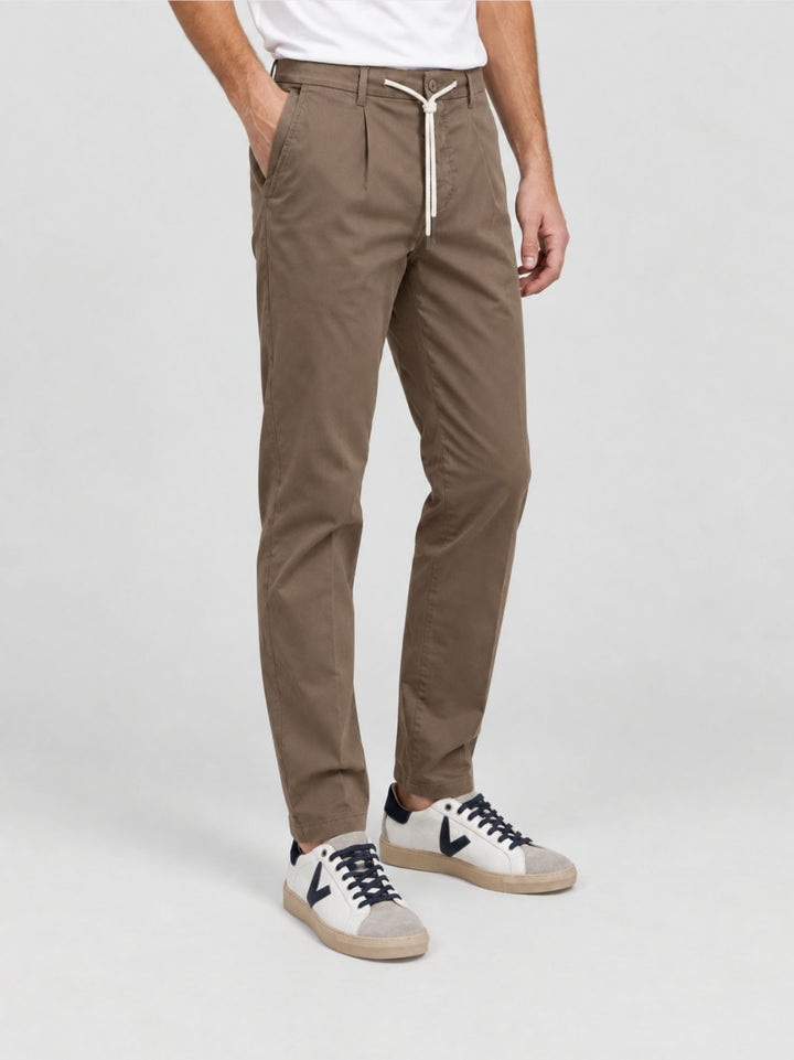 Pantalone con coulisse in cotone tortora P002CO0461M 2011 ANDREA MORANDO 