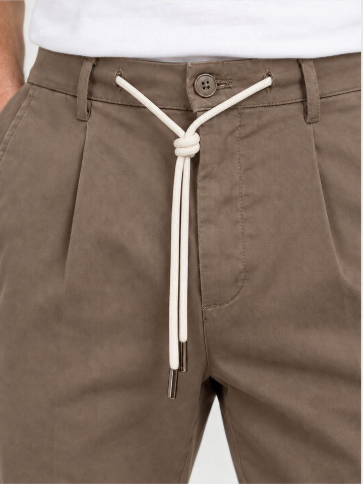 Pantalone con coulisse in cotone tortora P002CO0461M 2011 ANDREA MORANDO 
