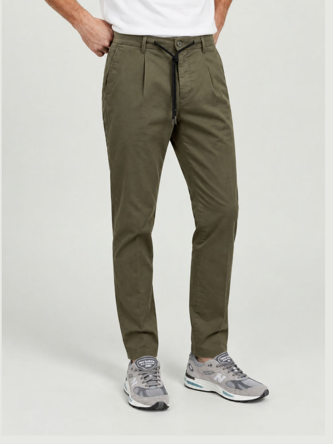 Pantalone con coulisse in cotone verde P002CO0461M 4017 ANDREA MORANDO 