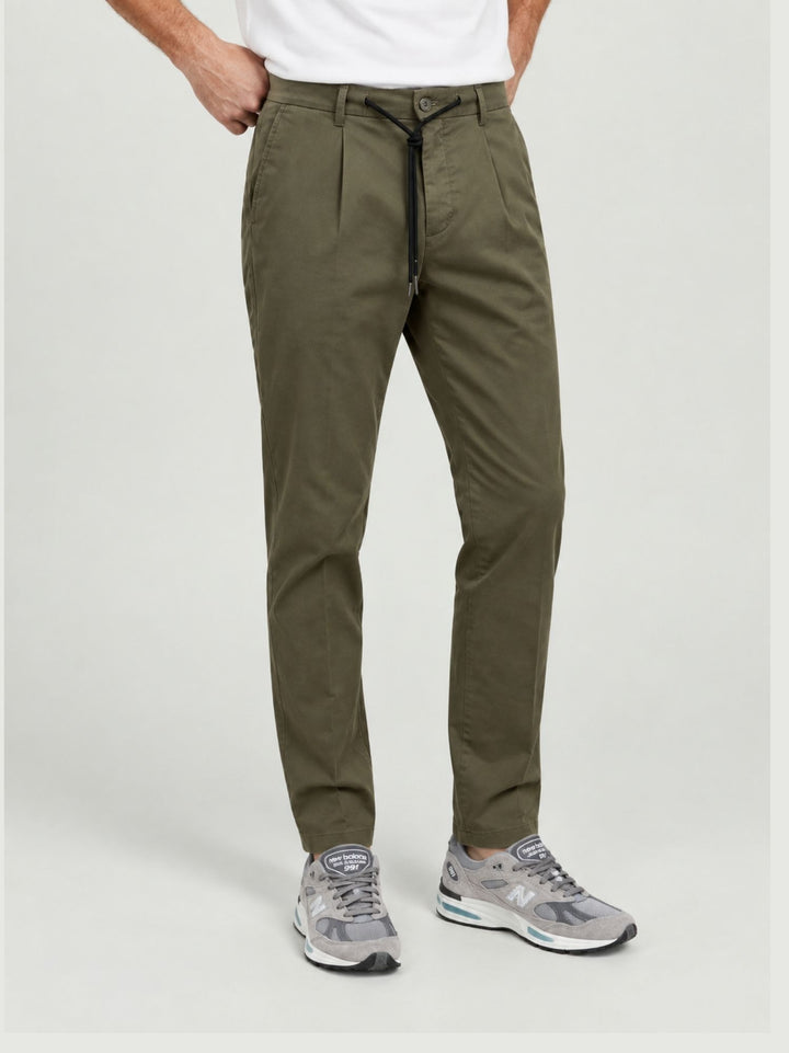 Pantalone con coulisse in cotone verde P002CO0461M 4017 ANDREA MORANDO 