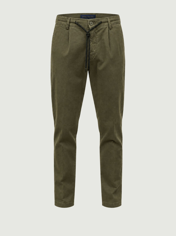 Pantalone con coulisse in cotone verde P002CO0461M 4017 ANDREA MORANDO 
